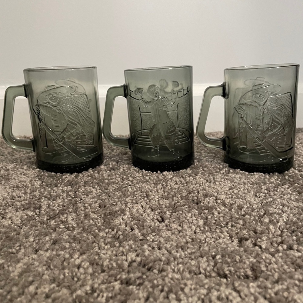 Vintage Glass McDonalds gray glass mugs